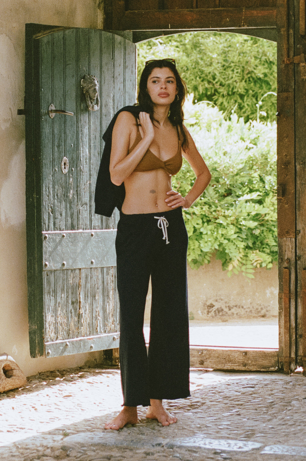 French flare pant in navy cotton - the lady & the sailor