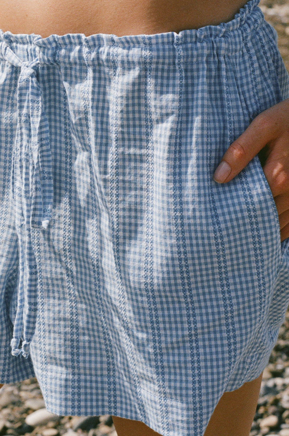 Lido gingham shorts in cielo - the lady & the sailor