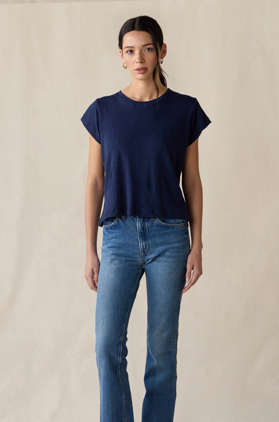 Shrunken BF Tee in heather indigo knit cotton - the lady & the sailor