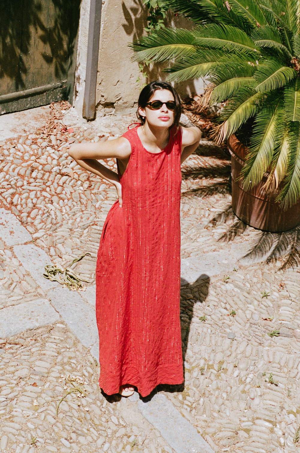 isola maxi dress in sienna/gold stripe - the lady & the sailor
