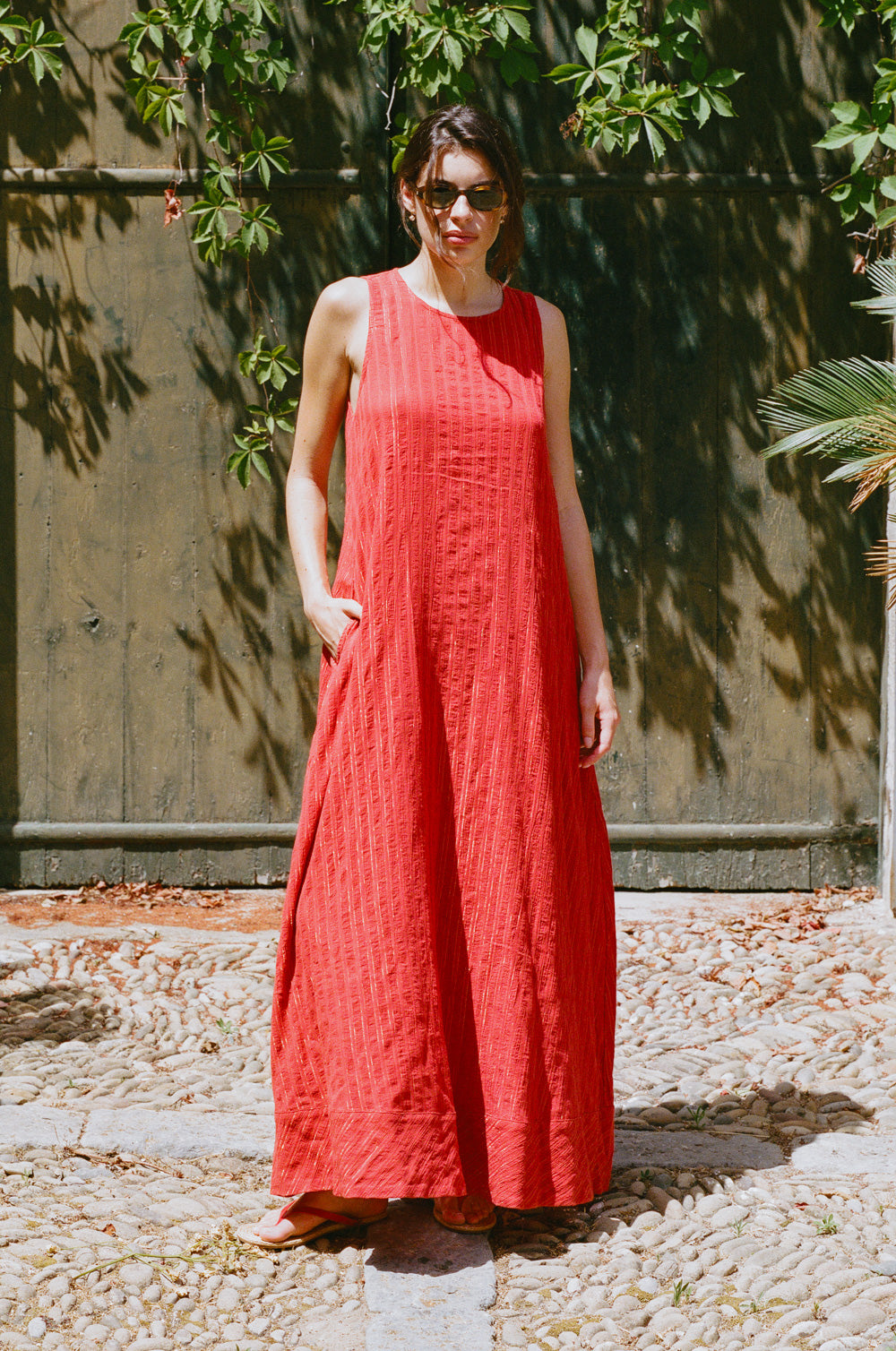 isola maxi dress in sienna/gold stripe - the lady & the sailor