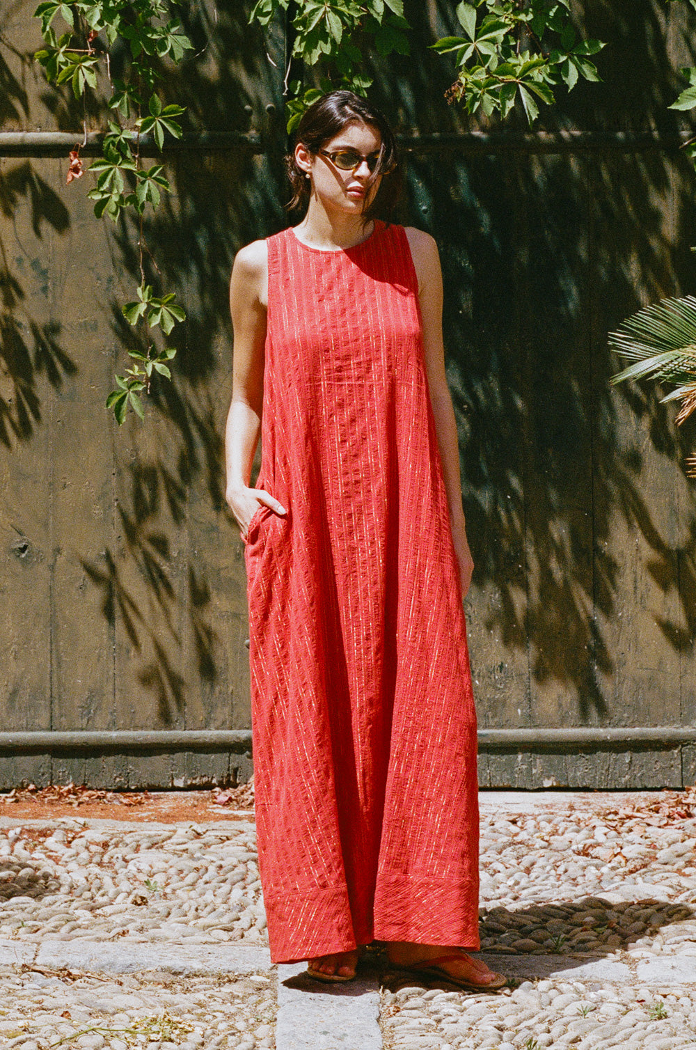 isola maxi dress in sienna/gold stripe - the lady & the sailor