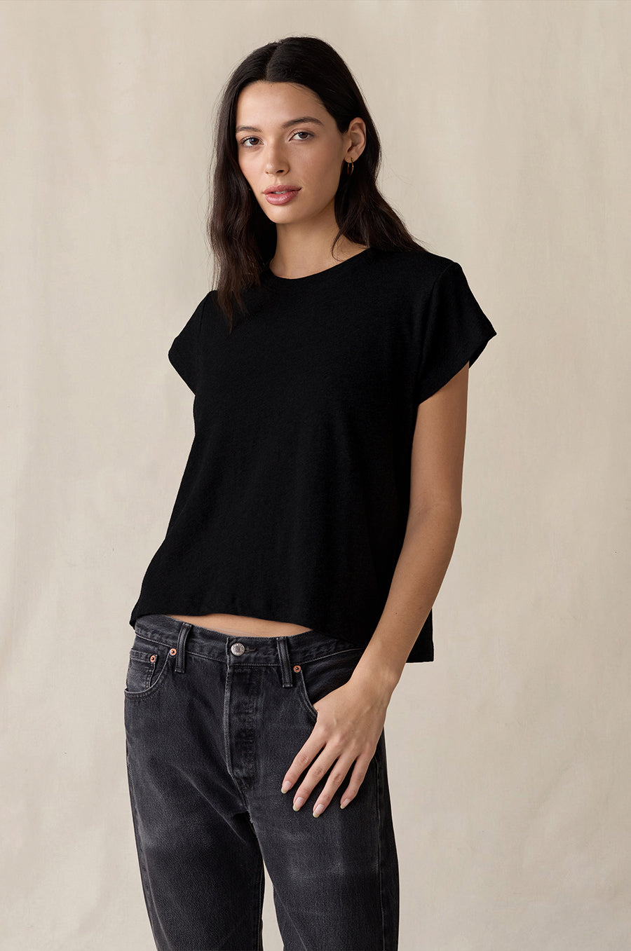 SHRUNKEN BF TEE IN BLACK VINTAGE COTTON