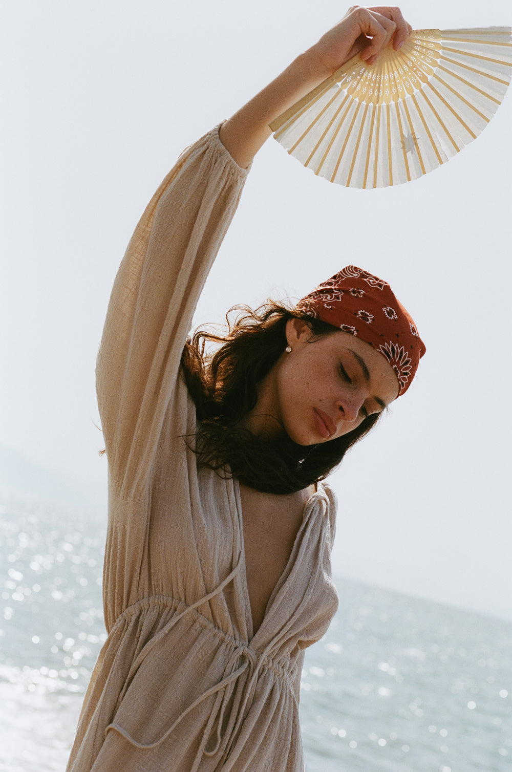 cinched mini dress in bone gauze - the lady & the sailor