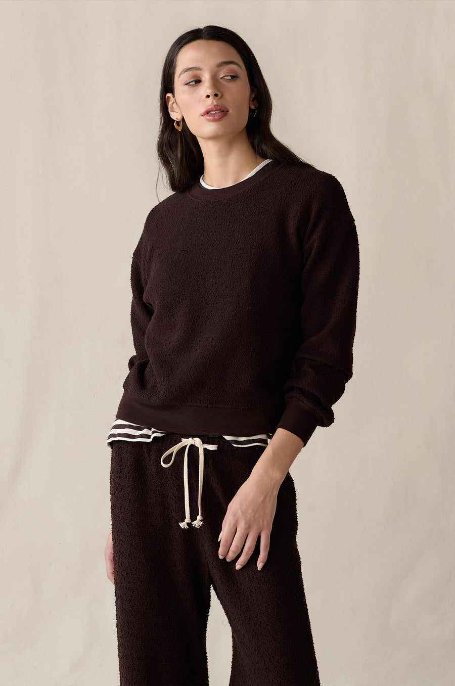 LE CLASSIQUE CREW IN ESPRESSO BOUCLÉ