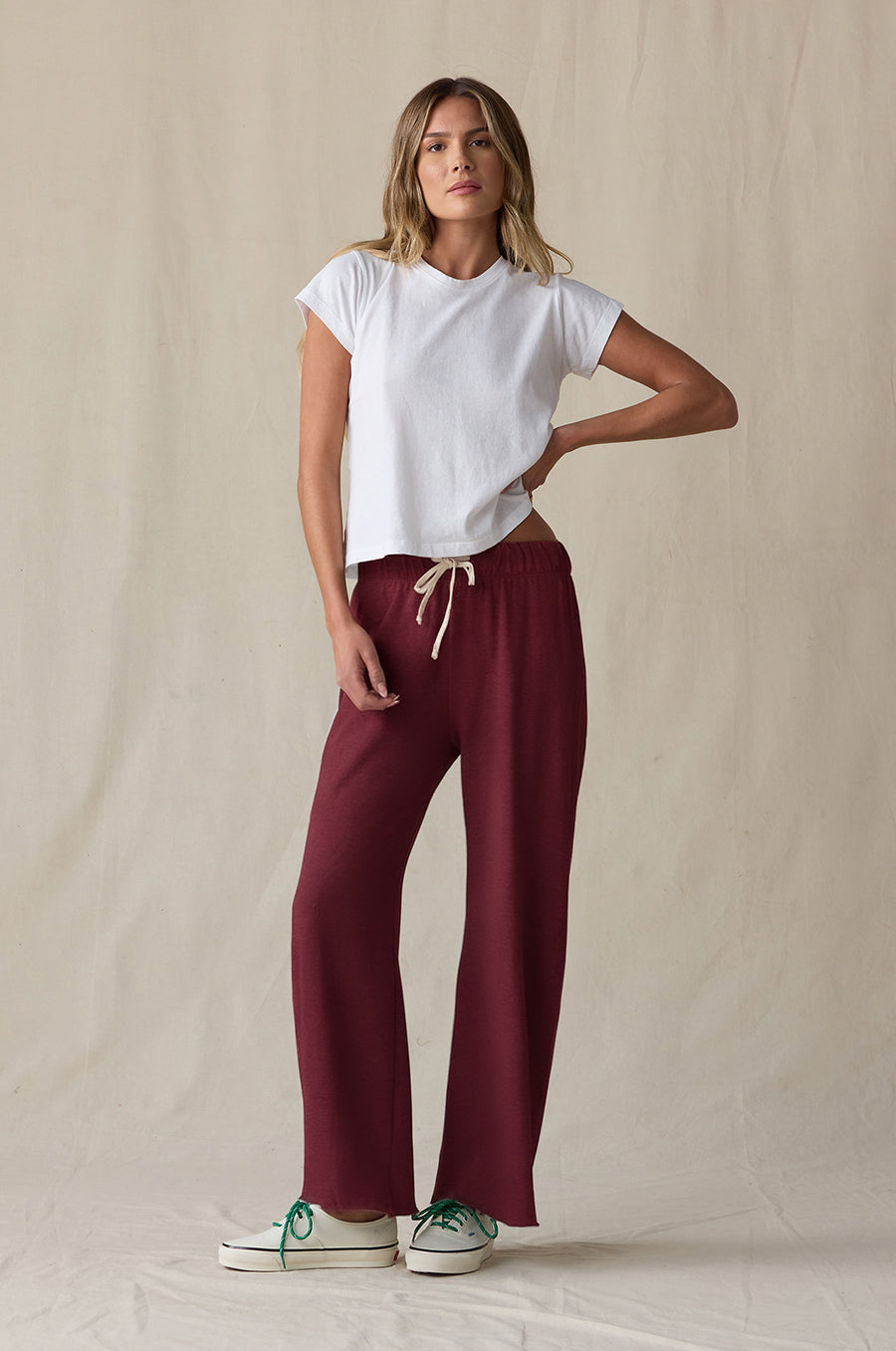 FRENCH FLARE PANT IN RUBY COTTON
