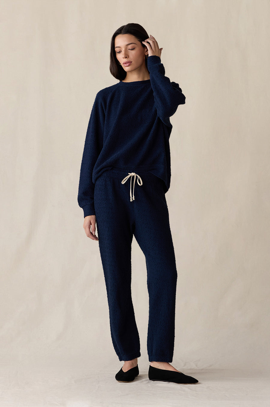Brentwood Sweatshirt and Vintage Sweatpant in indigo bouclé - the lady & the sailor