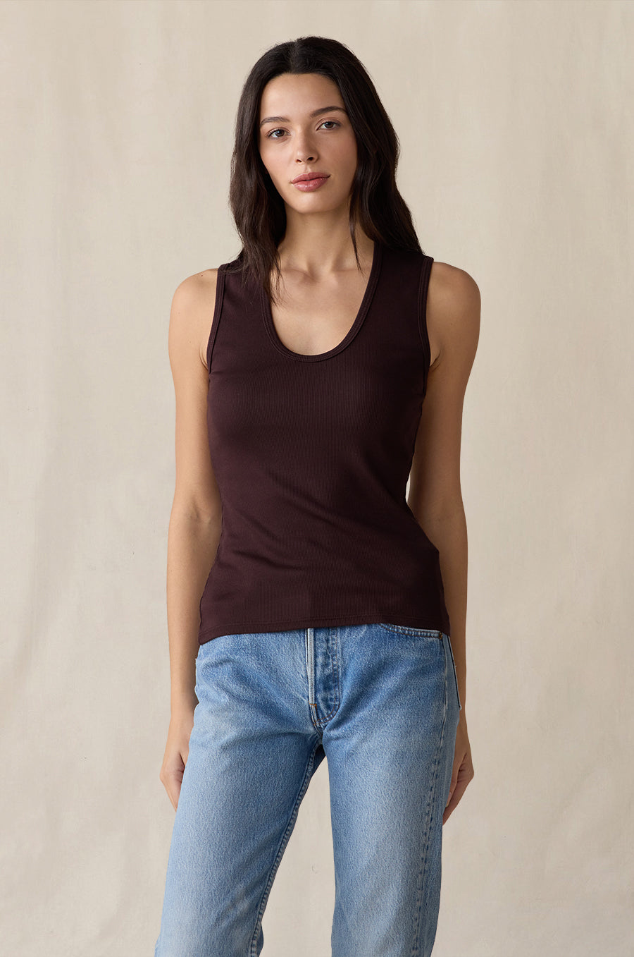 The Scoopneck Tank in espresso classic rib - the lady & the sailor