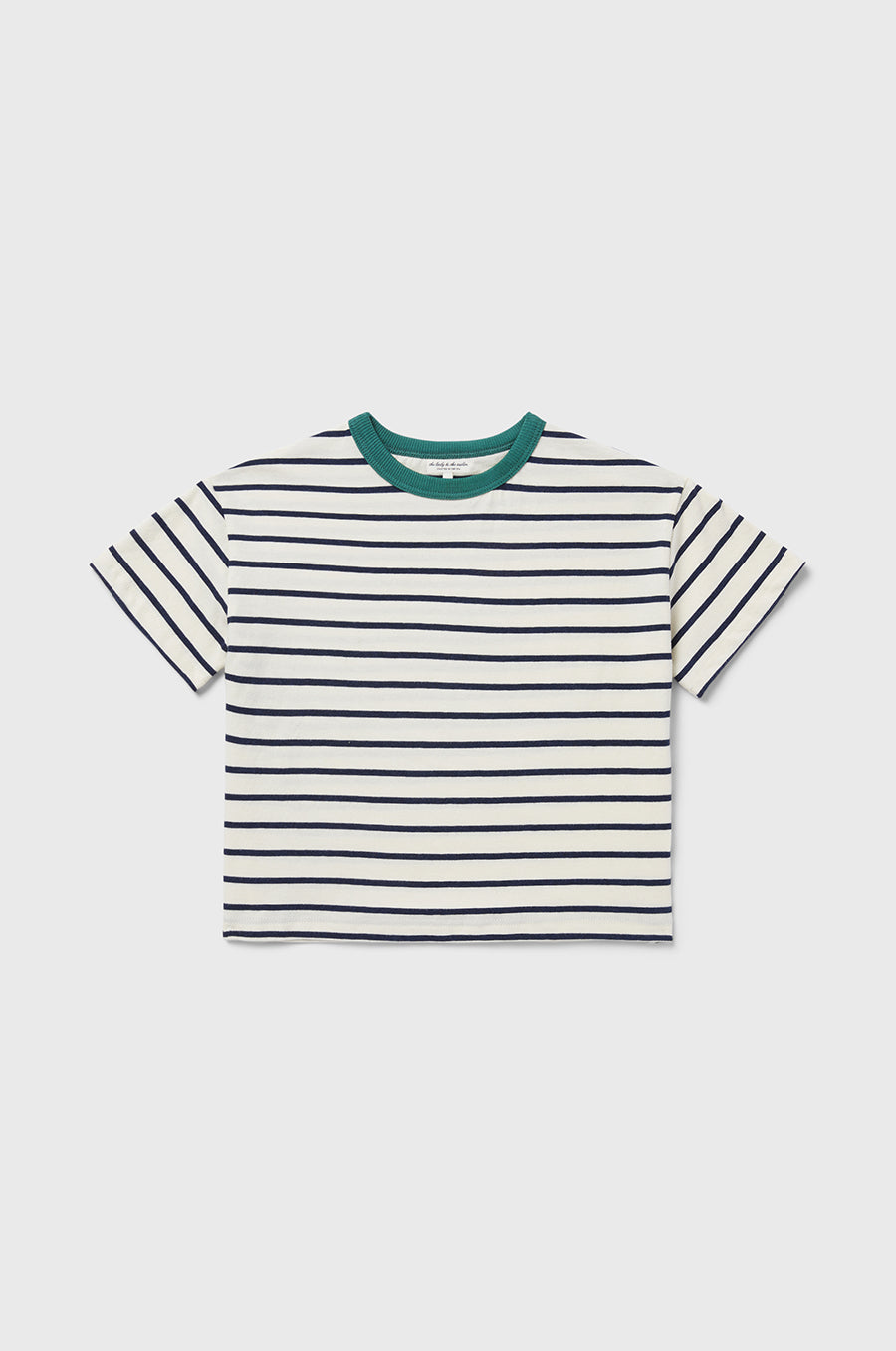 little lady & petit sailor Kids Boxy Tee in Navy Stripe