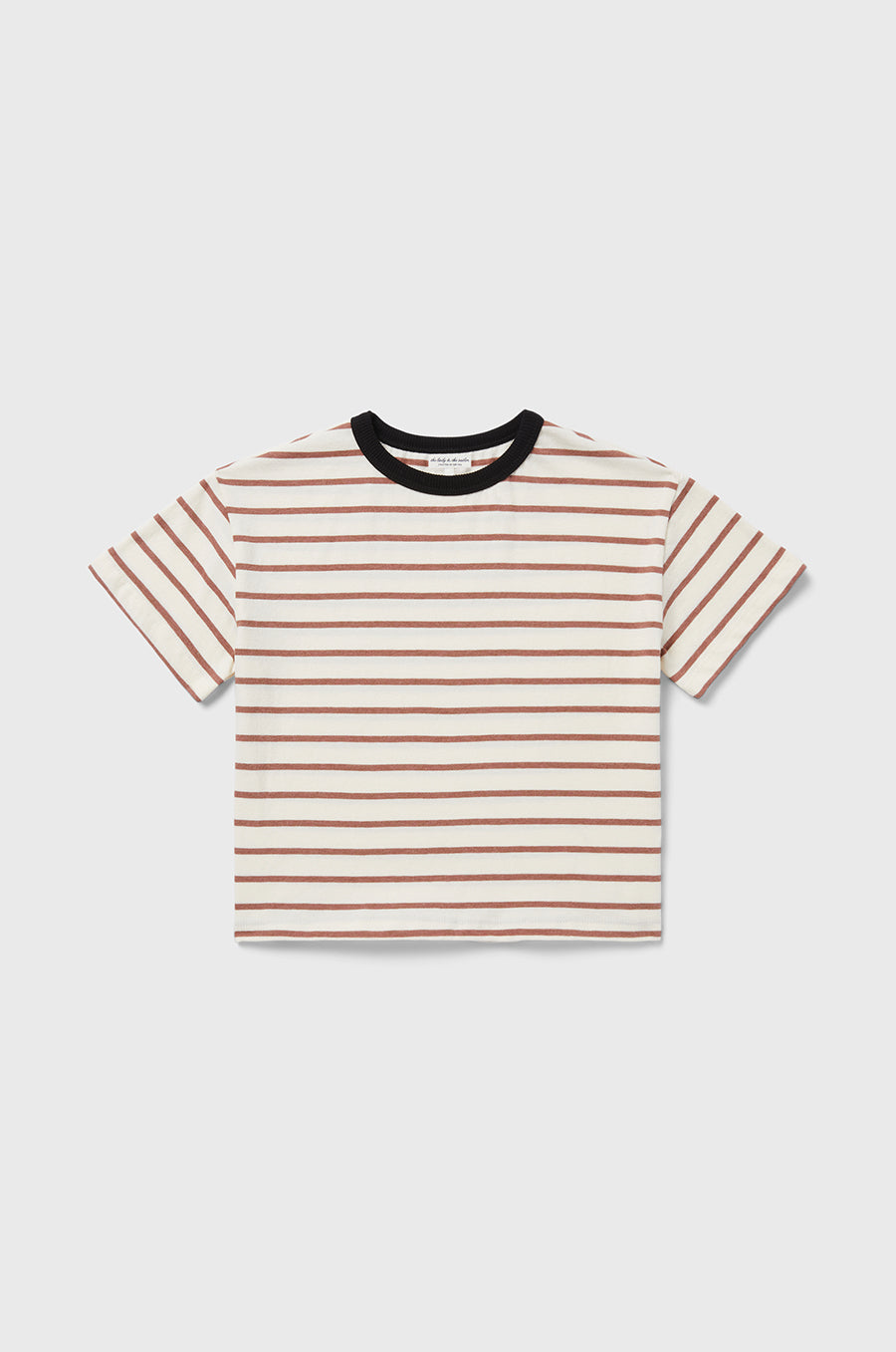 little lady & petit sailor Kids Boxy Tee in Rose Stripe