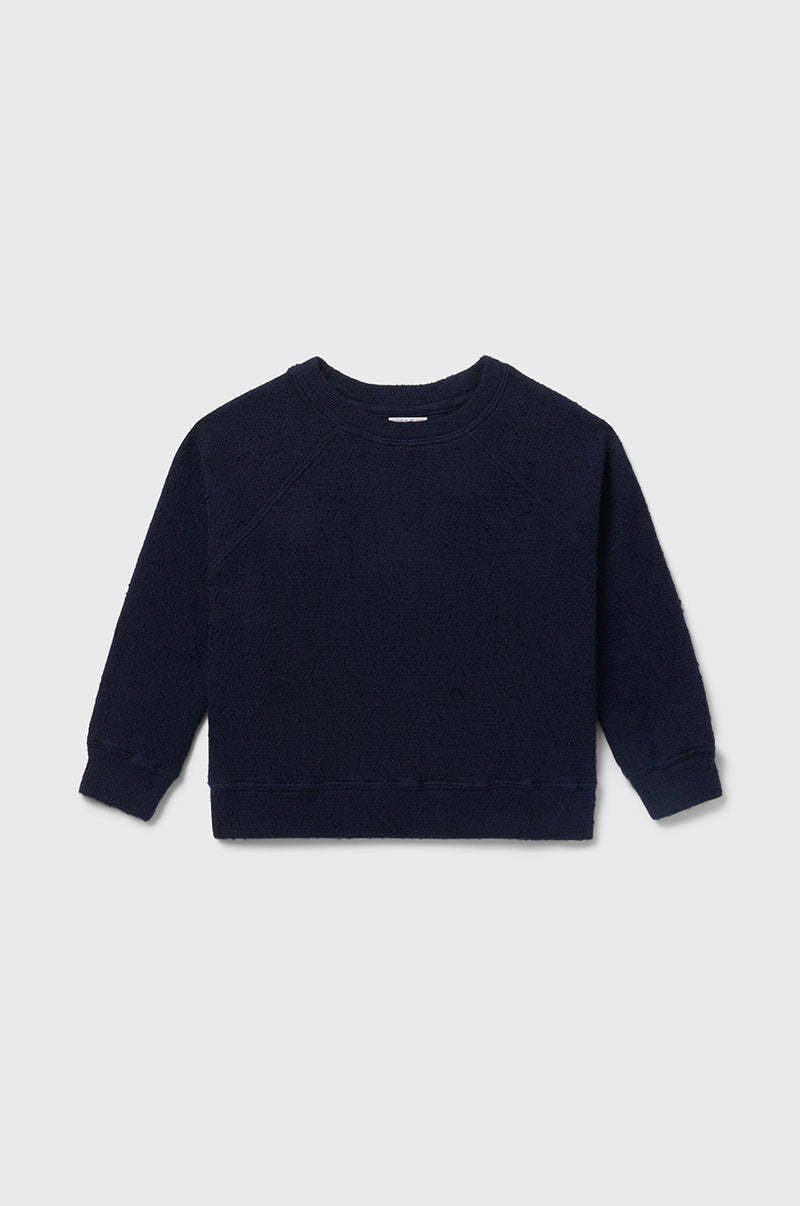 little lady & petit sailor Kids Brentwood Sweatshirt in Navy Bouclé