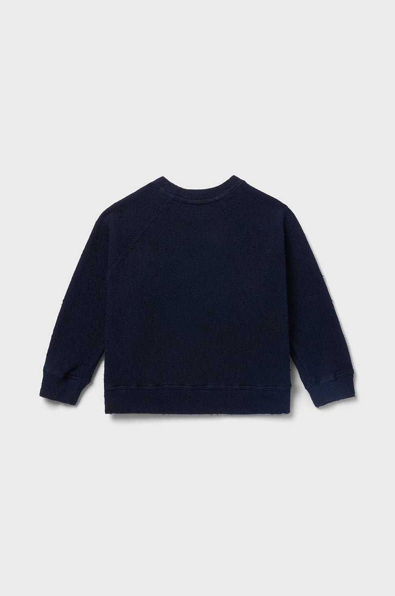 little lady & petit sailor Kids Brentwood Sweatshirt in Navy Bouclé