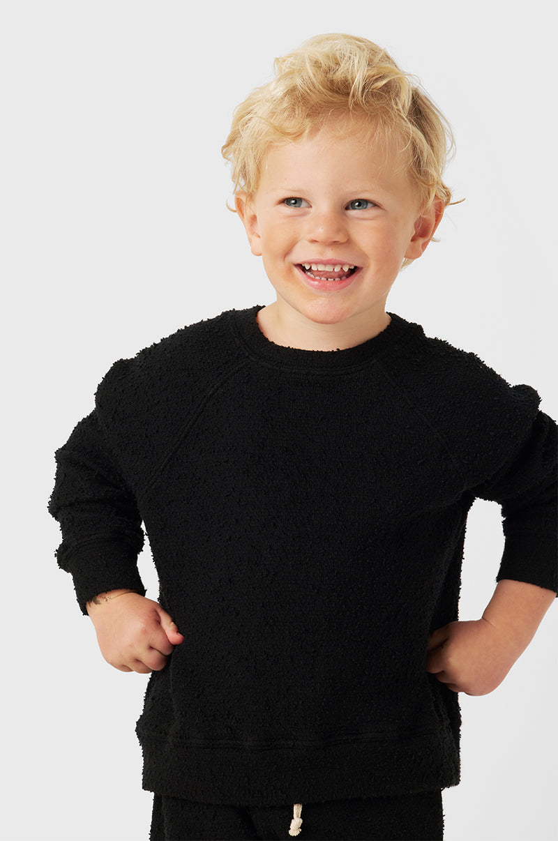 Kids Brentwood Sweatshirt in Black Bouclé little lady & petit sailor