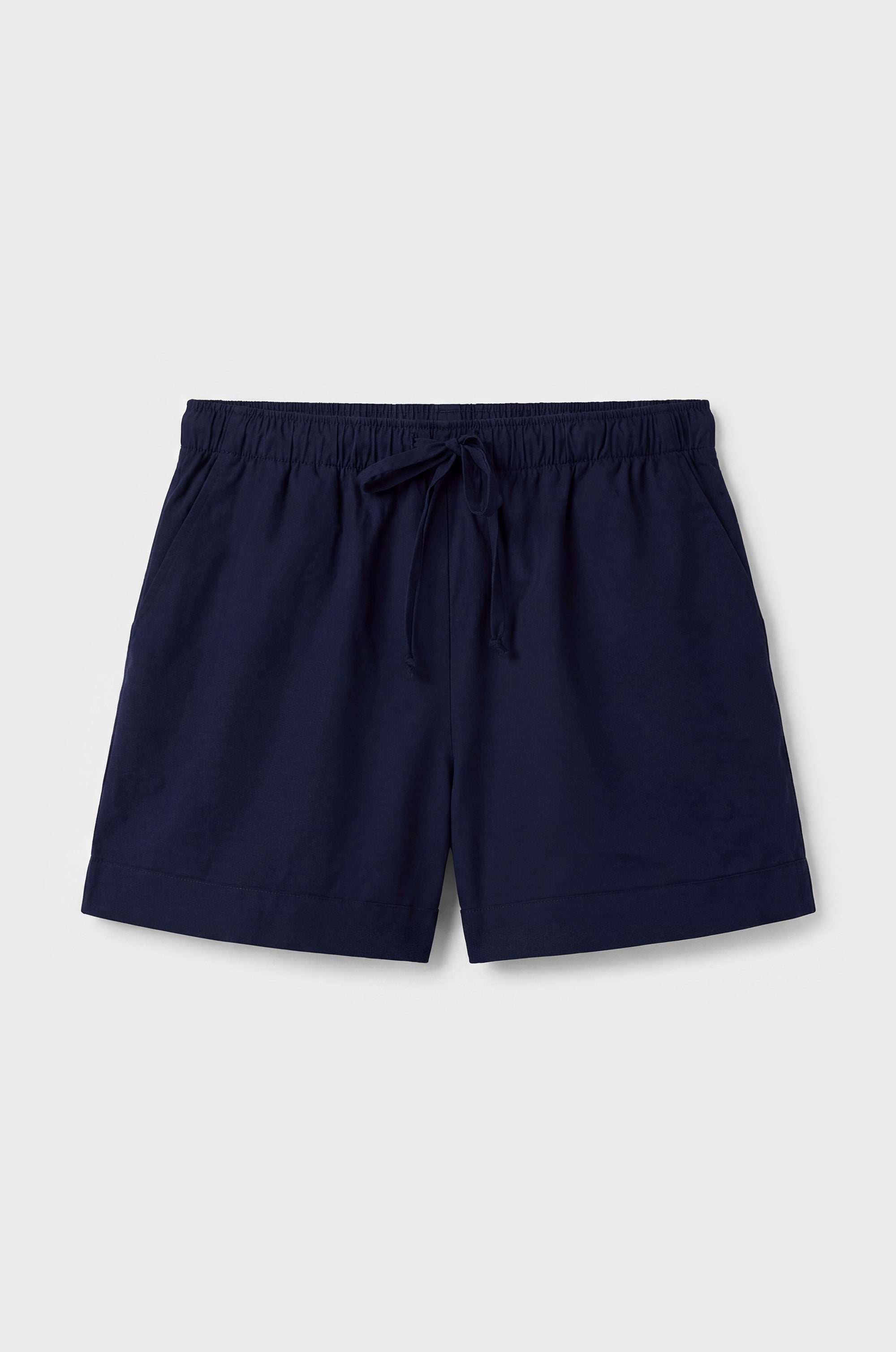 CUFFED SHORT IN NAVY POPLIN
