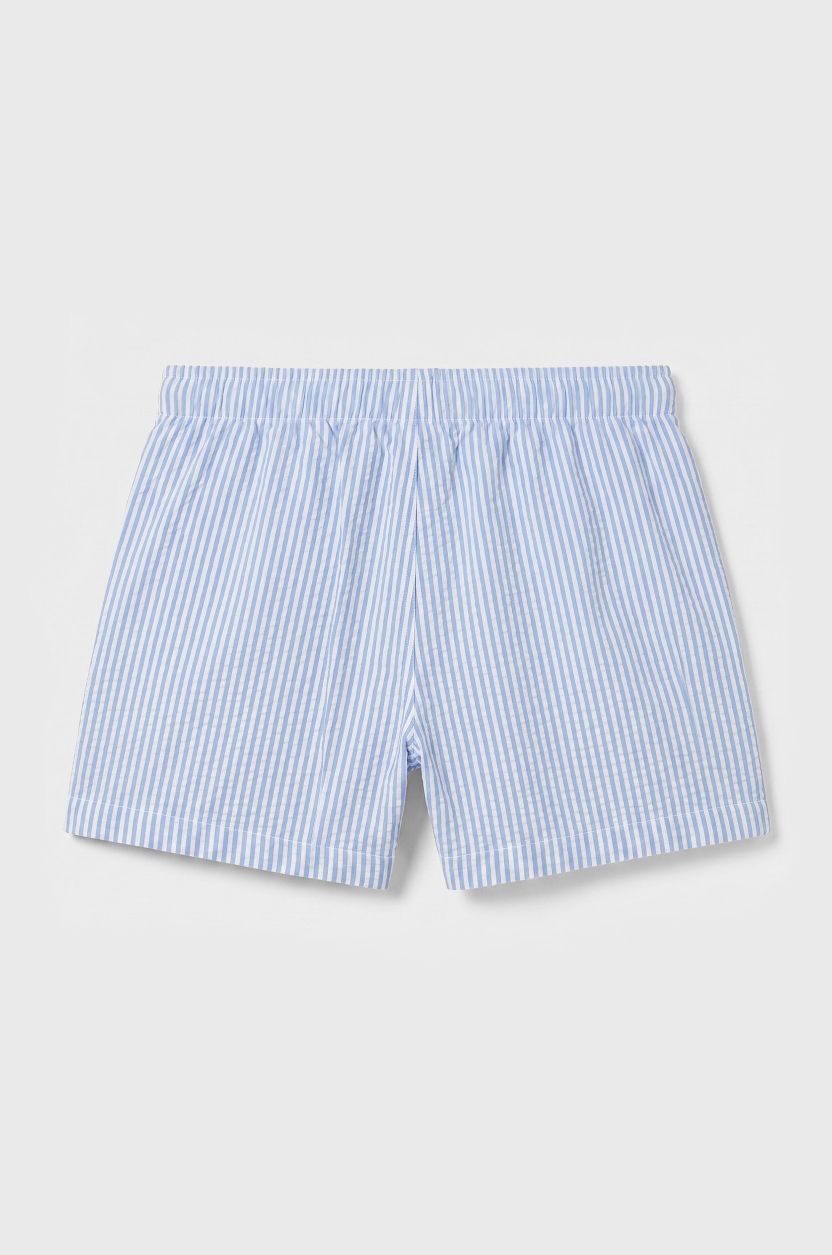 FLUTTER SHORT IN BLUE SEERSUCKER