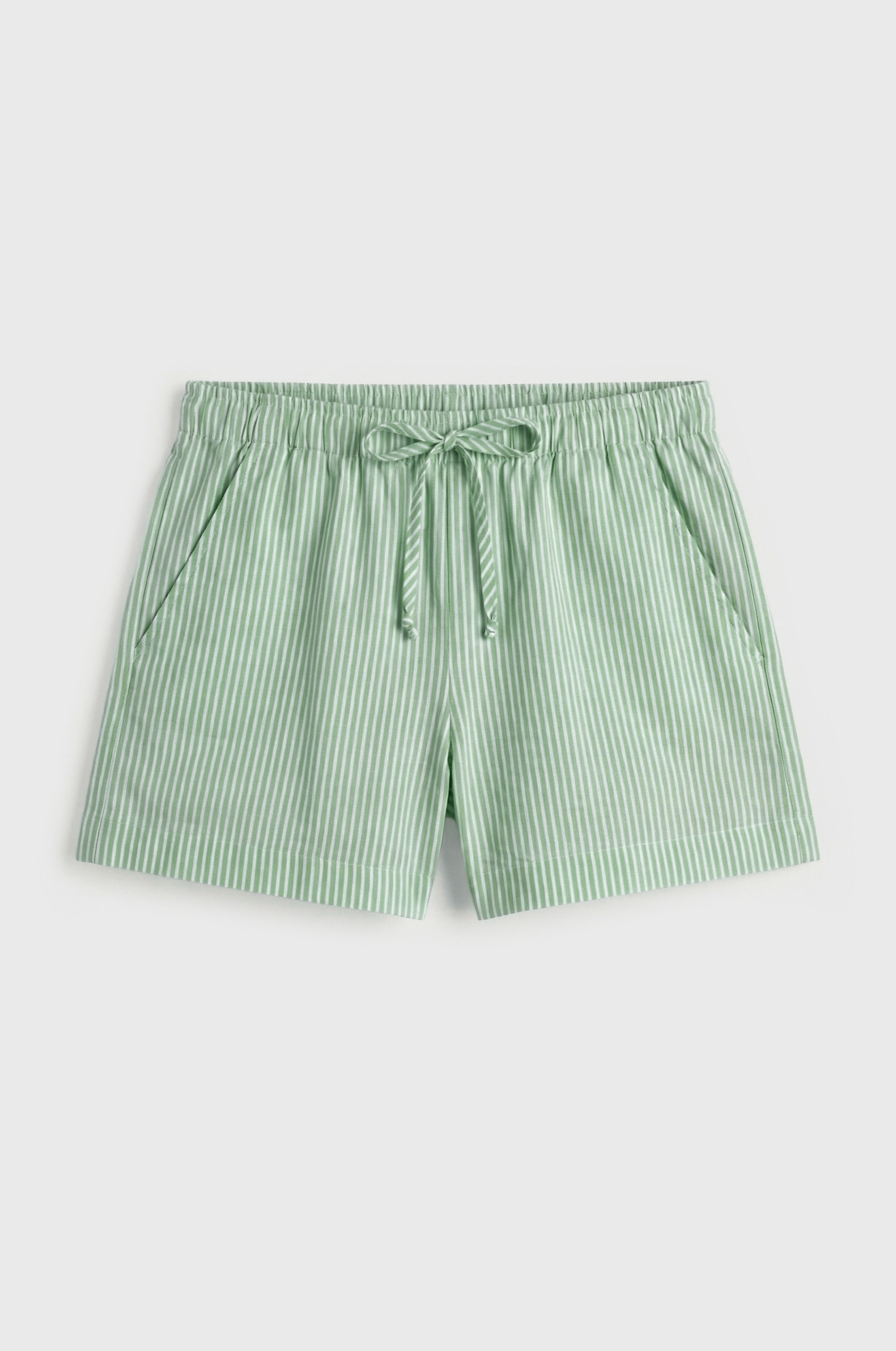 FLUTTER SHORT IN PALM STRIPE POPLIN