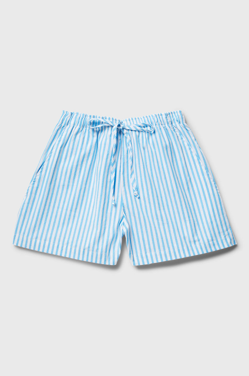 the lady & the sailor Flutter Short in Turquoise Stripe Poplin.