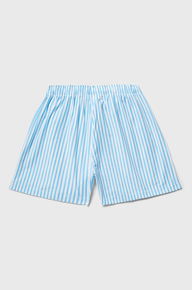 the lady & the sailor Flutter Short in Turquoise Stripe Poplin.