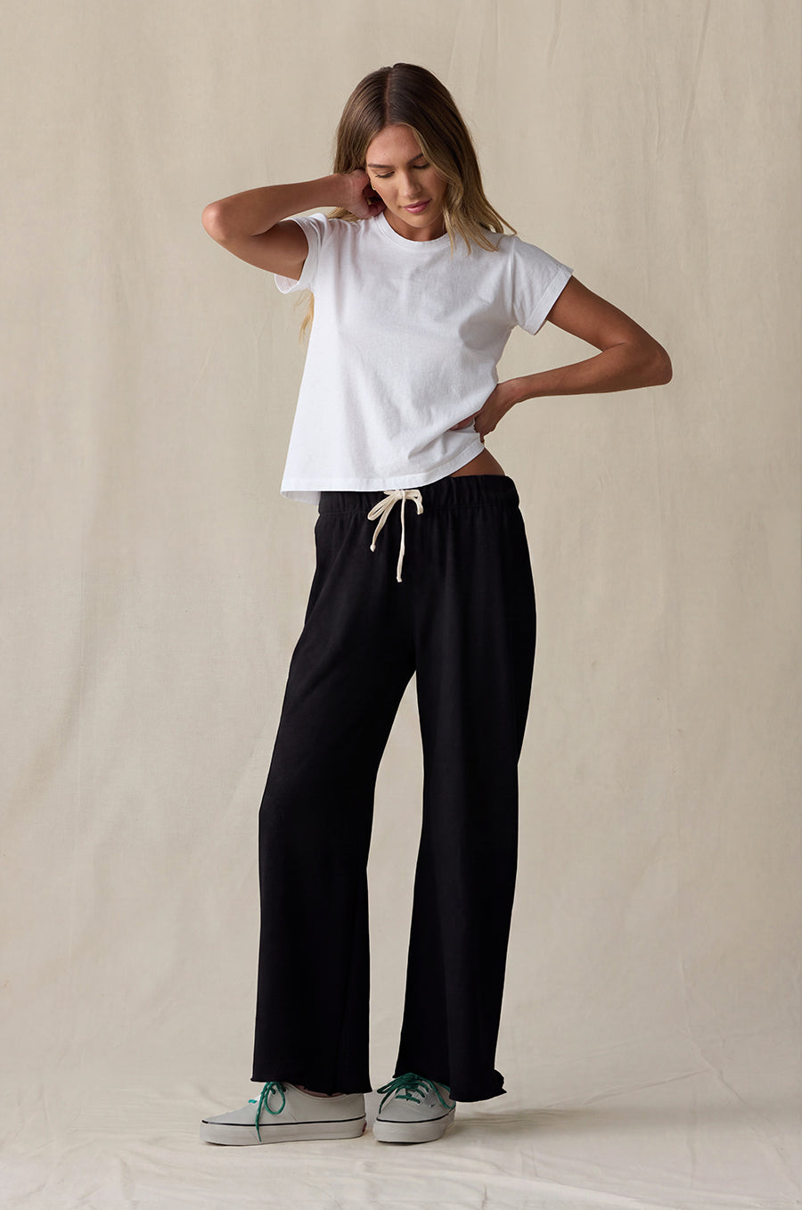 FRENCH FLARE PANT IN BLACK ORGANIC COTTON