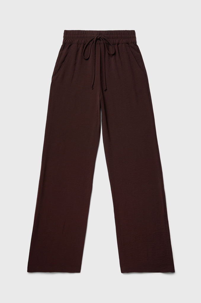 HIGH WAISTED DRAWSTRING PANT IN CHOCOLATE AIR FLOW