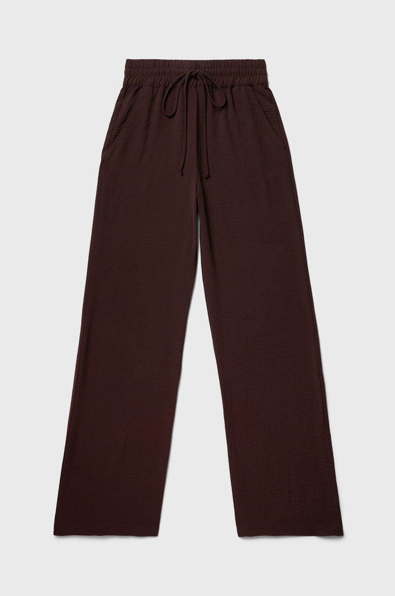the lady & the sailor Hight Waisted  Drawstring Pant in Chocolate Air Flow.
