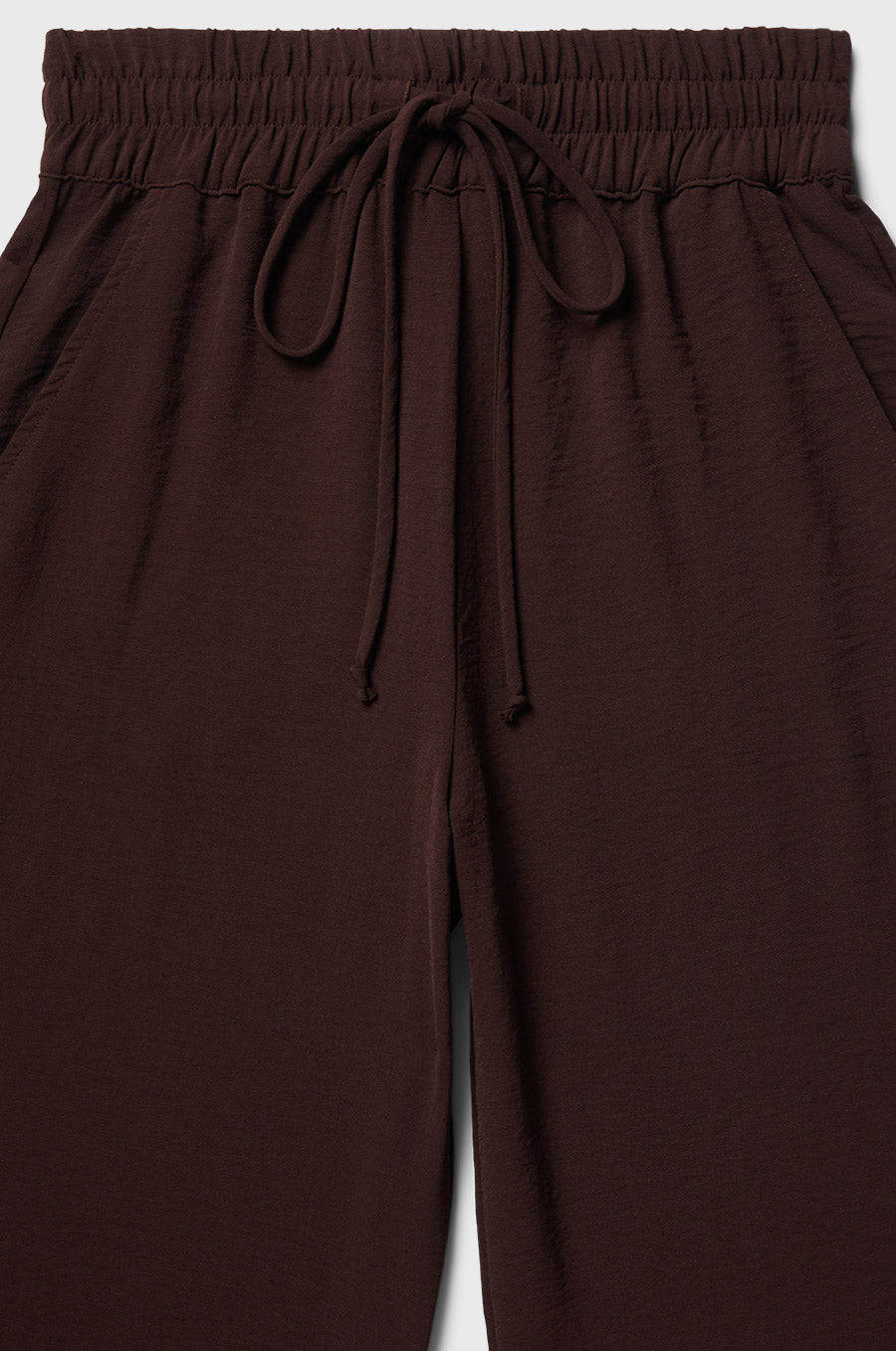 the lady & the sailor High Waisted  Drawstring Pant in Chocolate Air Flow.