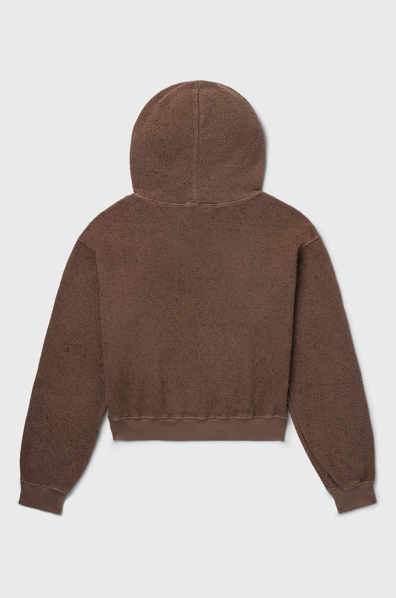 the lady and the sailor Hoodie in Bark Boucle.