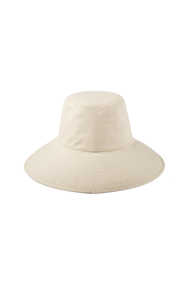 Wide Brim Beige Canvas Holiday Bucket Hat