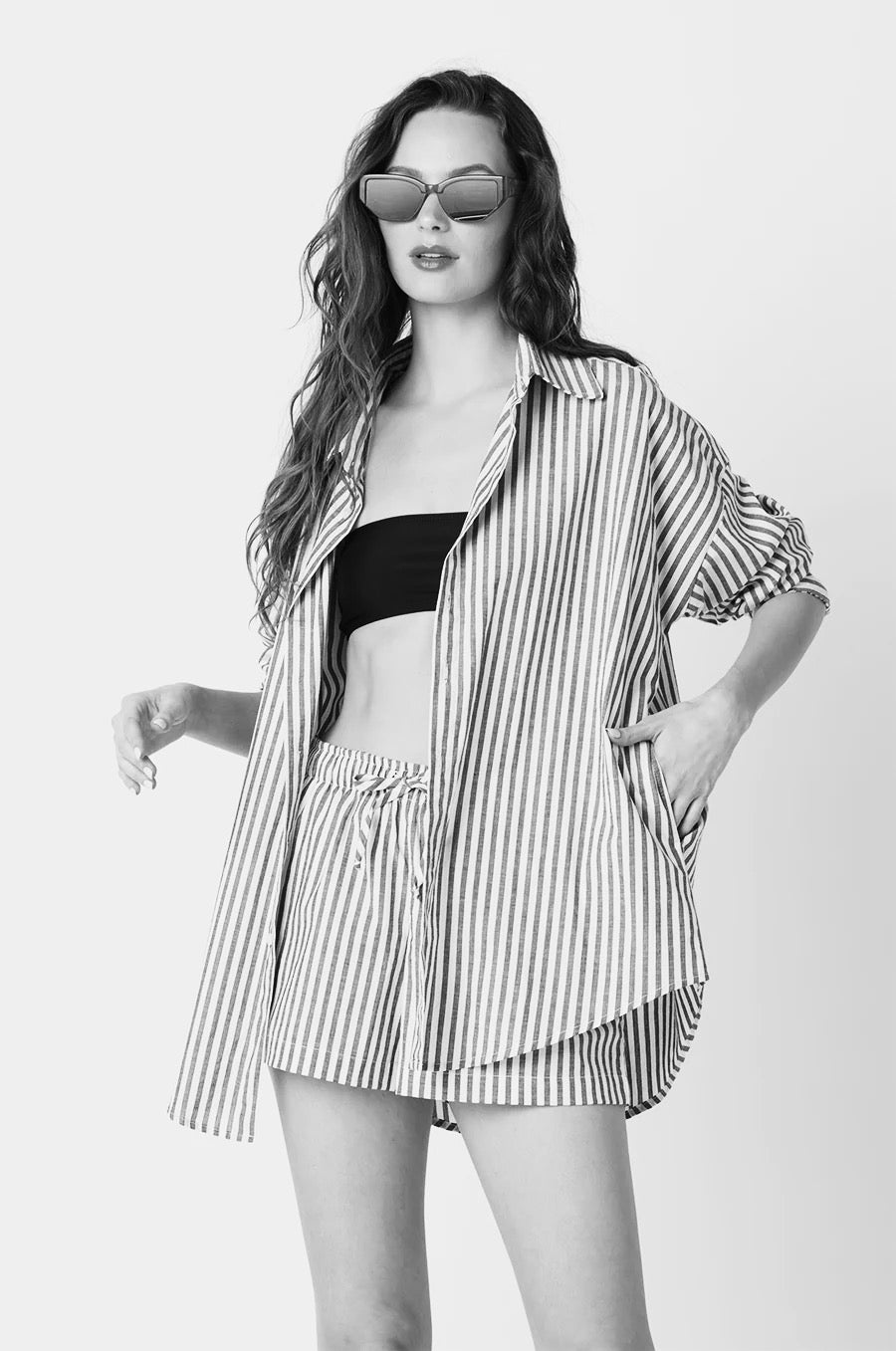 THE SUNDAY SHIRT IN TURQUOISE STRIPE POPLIN