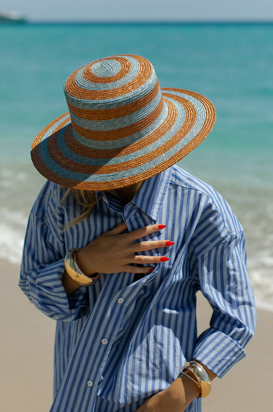 CURVED HEM BUTTON UP IN FRENCH BLUE STRIPE POPLIN