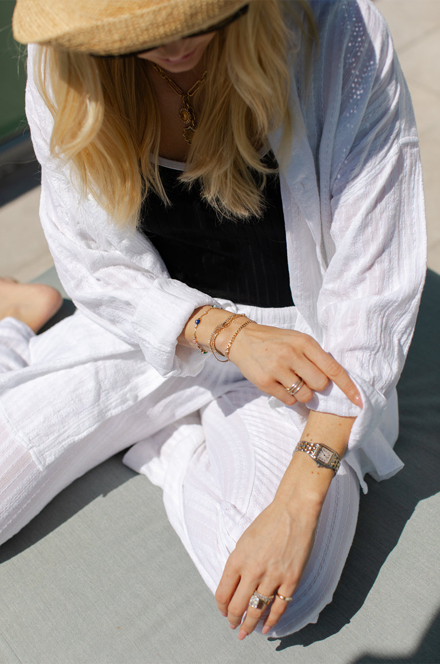 BEACH STRIPE SUNDAY SHIRT IN WHITE