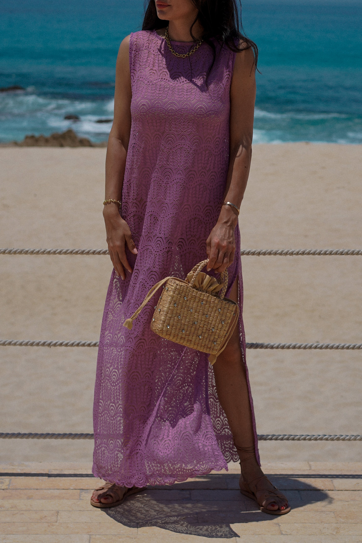 LONG SHIFT TUNIC IN LAVENDER LACE