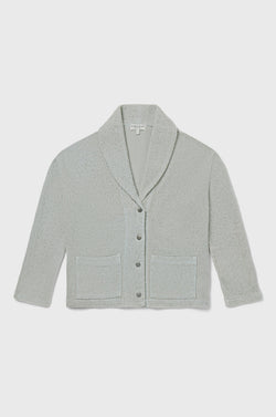 the lady and the sailor Pocket Cardi in Seafoam Boucle.