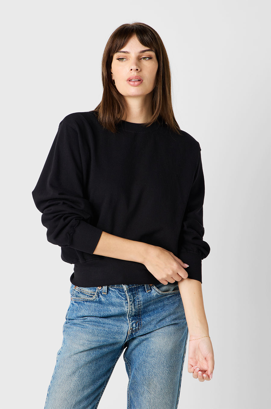 RELAXED SWEATSHIRT IN BLACK ORGANIC COTTON