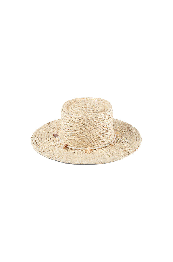Lack of Color Seashells Boater Hat in Natural