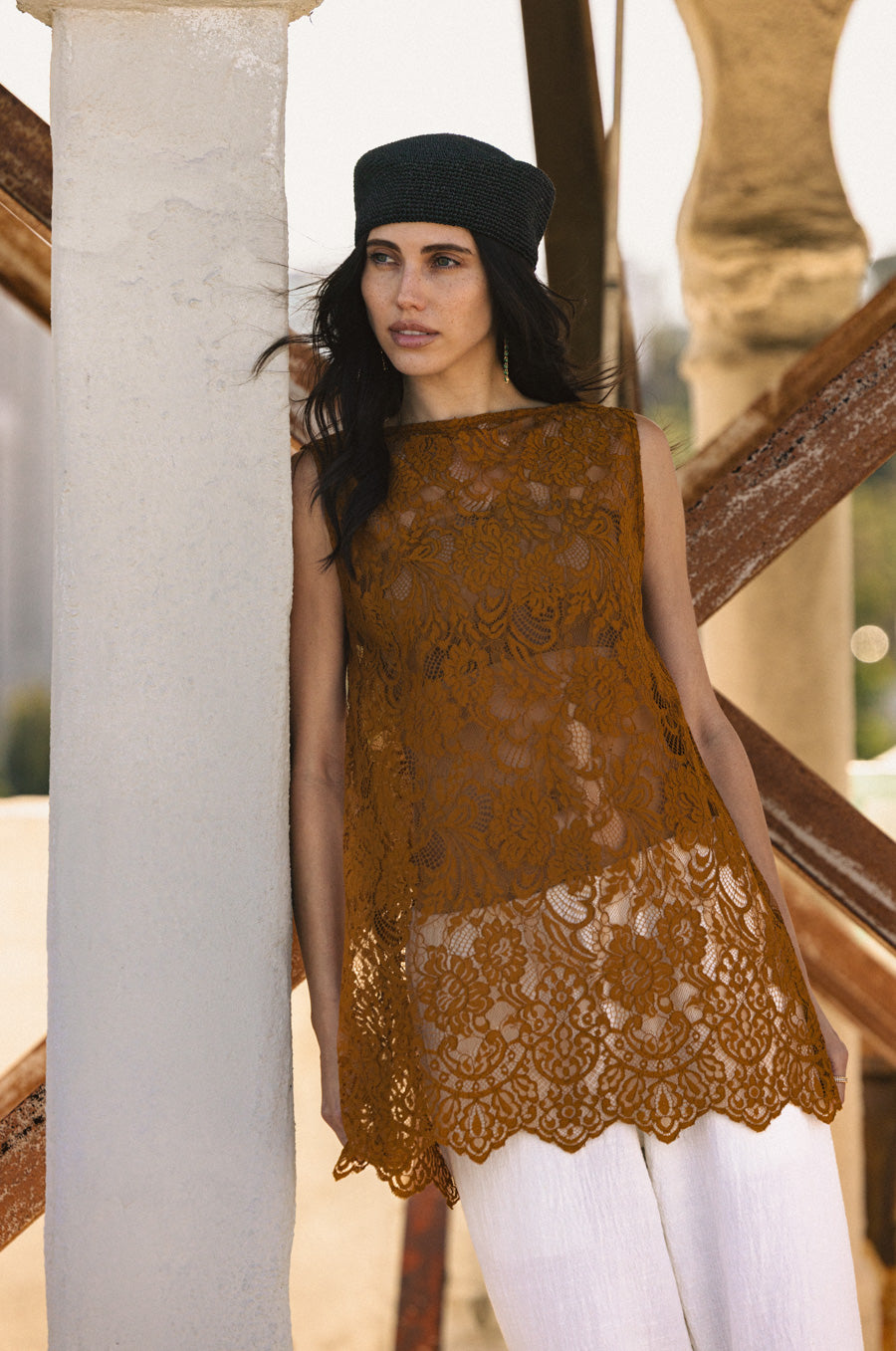 MINI LACE TUNIC IN BRONZE