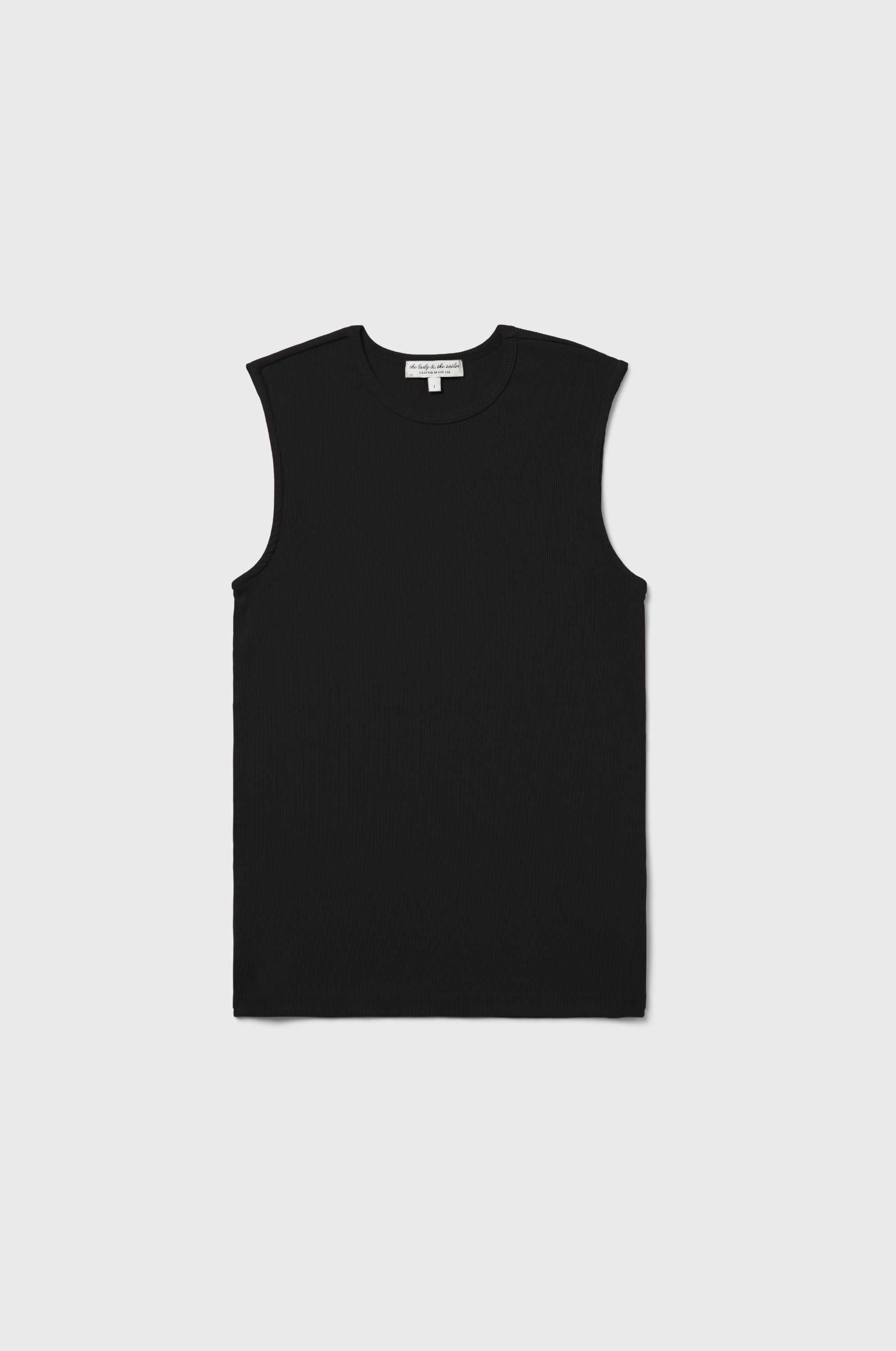 TOMBOY TANK IN BLACK CLASSIC RIB