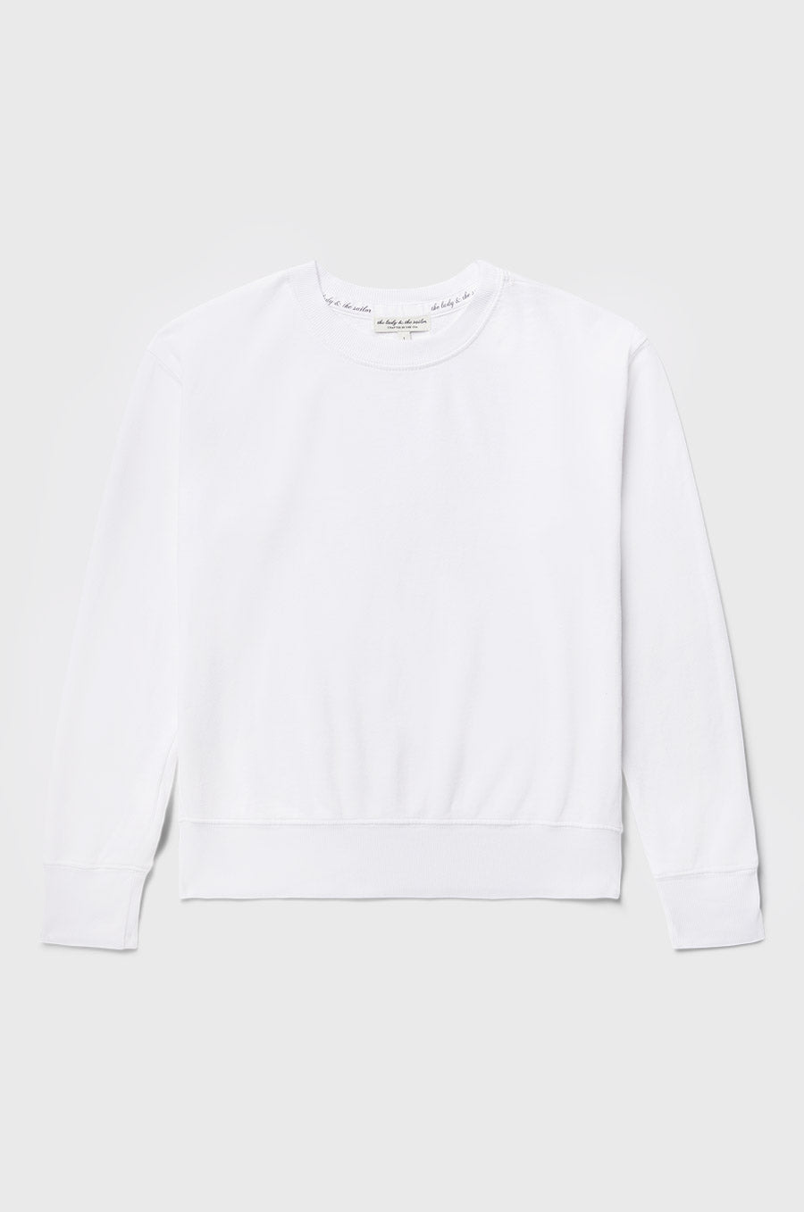 the lady & the sailor Varsity Crewneck in White Organic Cotton.