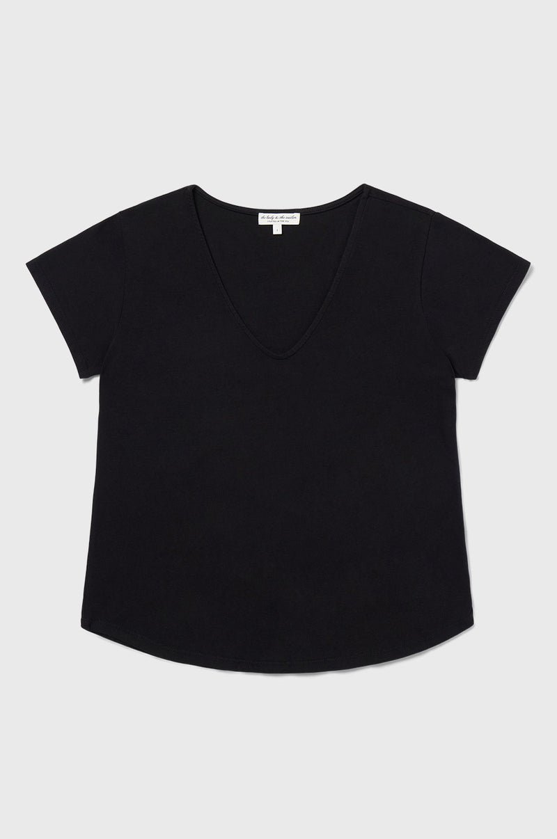 the lady & the sailor V Neck Tee in Black.