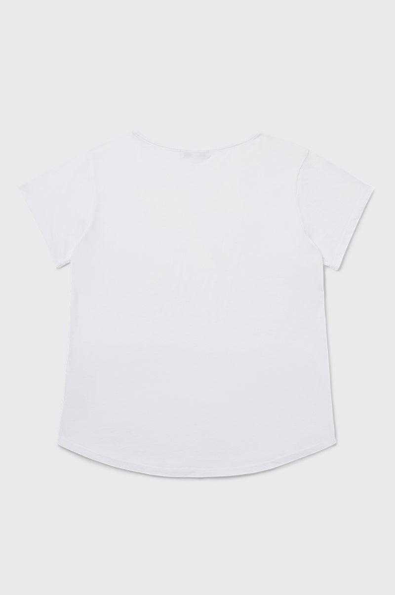 the lady & the sailor V Neck Tee in White Organic Cotton Jersey.