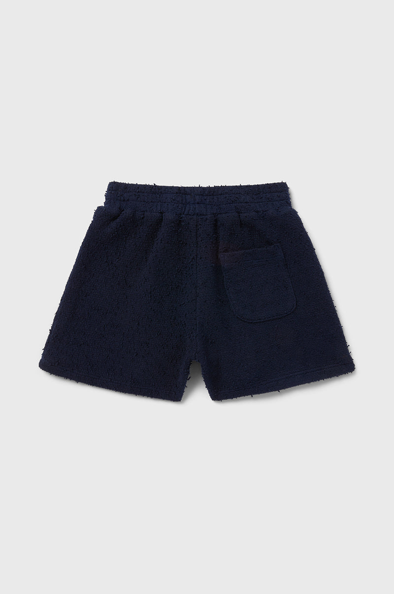 little lady & petit sailor Kids Weekend Short in Navy Bouclé