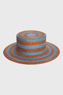 Ferruccio Vecchi Widebrim Hat in Teal Stripe.