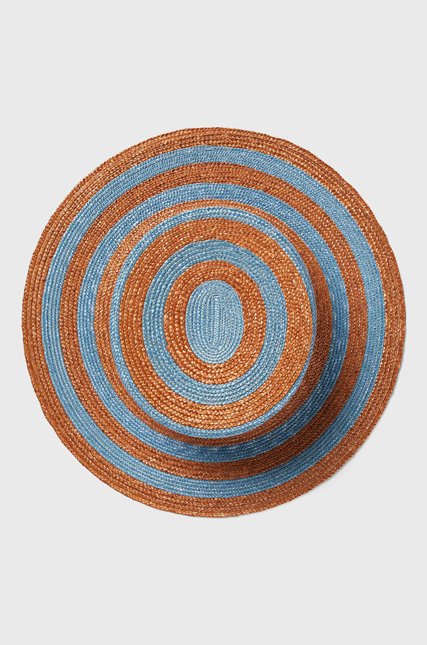 Ferruccio Vecchi Widebrim Hat in Teal Stripe.