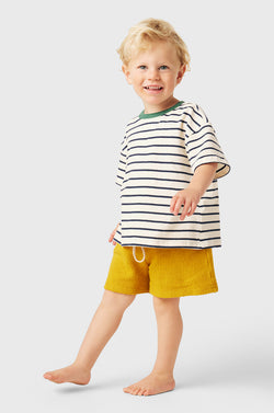 Kids Boxy Tee in Navy Stripe kids striped T-Shirt little lady & petit sailor 