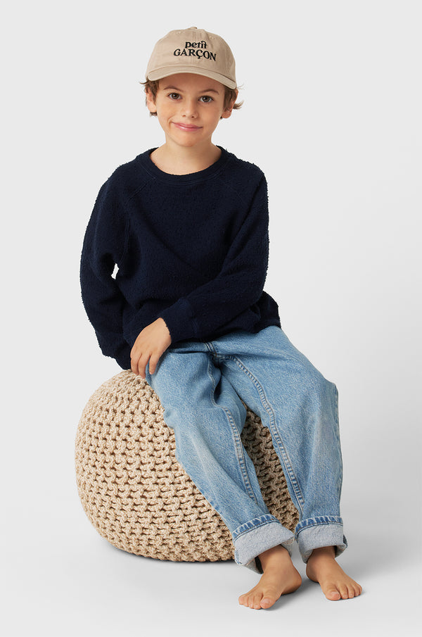 Kids Brentwood Sweatshirt in Navy Bouclé Kids navy sweatshirt little lady & petit sailor 