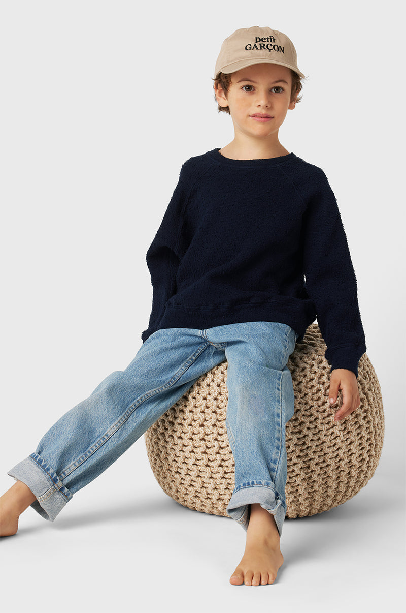 Kids Brentwood Sweatshirt in Navy Bouclé little lady & petit sailor 