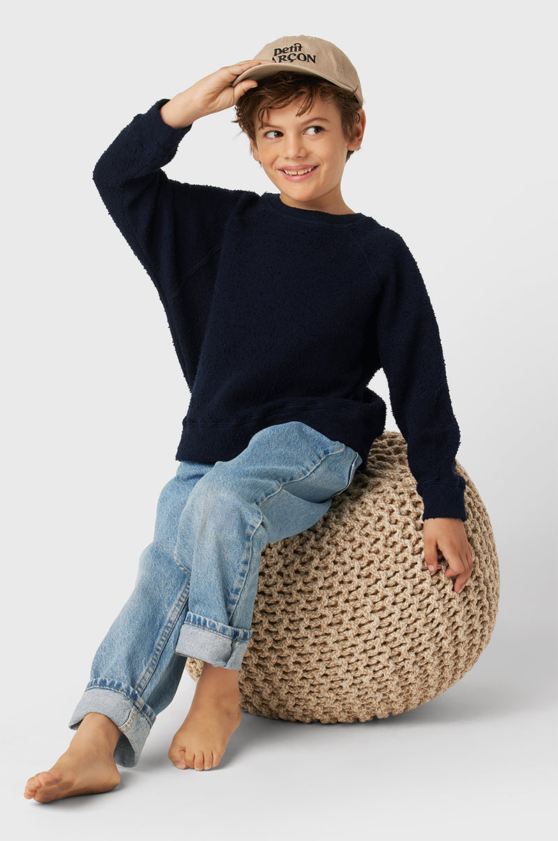 Kids Brentwood Sweatshirt in Navy Bouclé little lady & petit sailor 