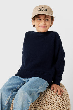 Kids Brentwood Sweatshirt in Navy Bouclé Kids navy sweatshirt little lady & petit sailor 