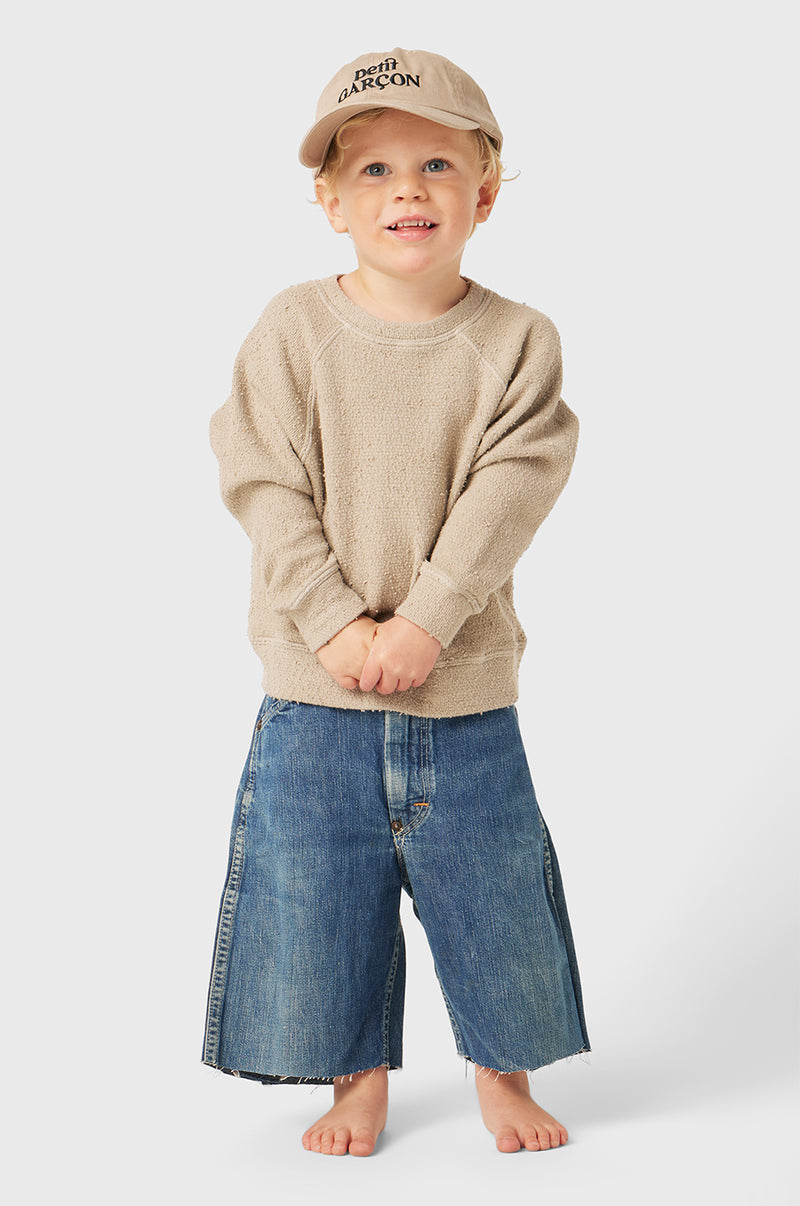 Kids Brentwood Sweatshirt in Stone Bouclé Kids Tan Sweatshirt little lady & petit sailor 