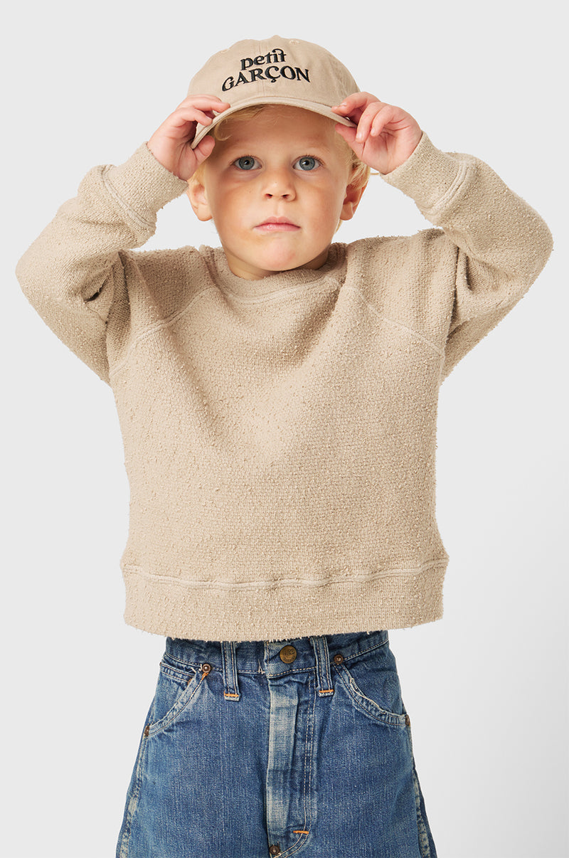 Kids Brentwood Sweatshirt in Stone Bouclé Kids Tan Sweatshirt little lady & petit sailor 